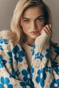 Maeve Graphic Intarsia Cardigan Sweater