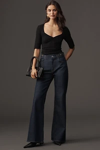 PAIGE Merril Short-Sleeve Sweetheart Pointelle Sweater