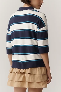 Maeve Boxy Scalloped Polo Shirt