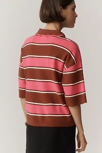 Maeve Boxy Scalloped Polo Shirt