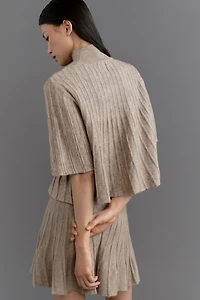 Maeve Short-Sleeve Mock-Neck Swing Sweater
