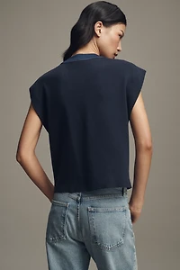 Pilcro Denim Crewneck Cardigan Sweater Vest