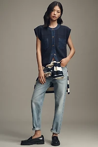 Pilcro Denim Crewneck Cardigan Sweater Vest