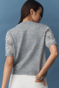 By Anthropologie 3D Floral Embellished Sweater Tee