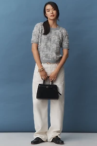 By Anthropologie 3D Floral Embellished Sweater Tee