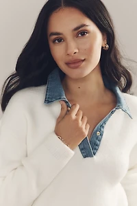 Maeve Denim Polo Sweater