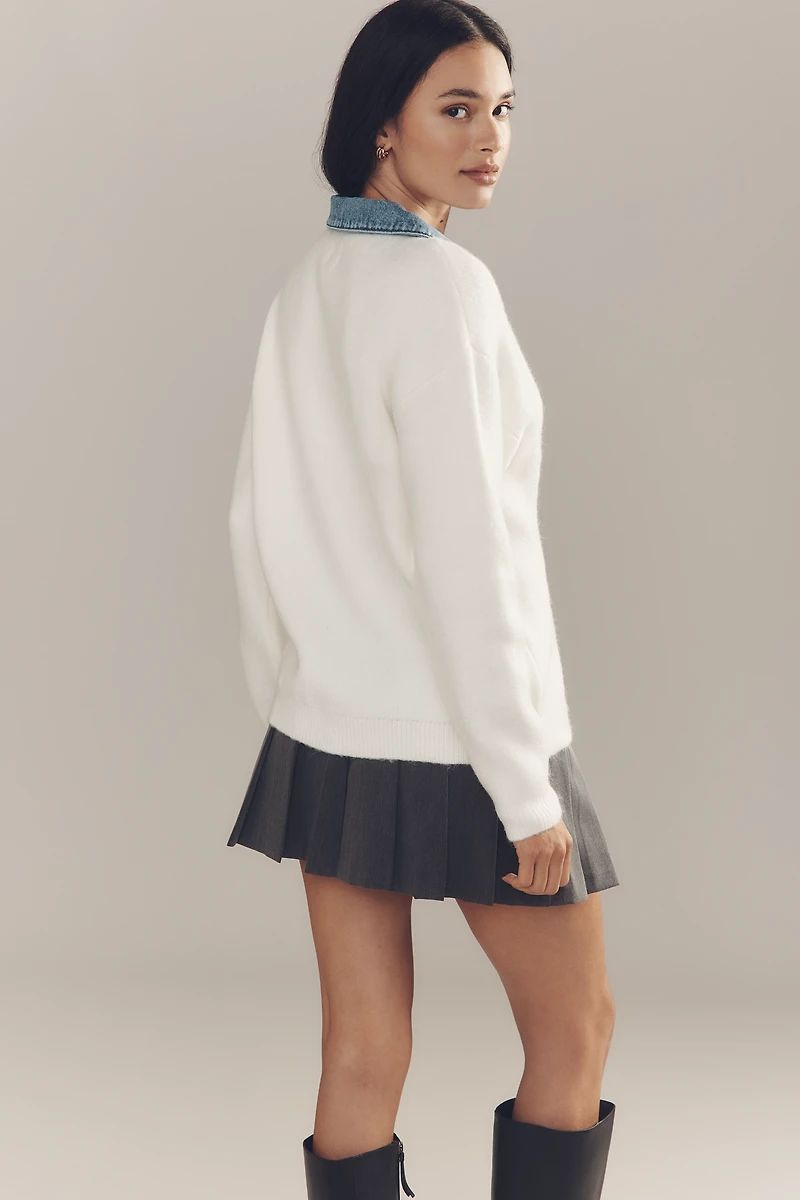 Maeve Denim Polo Sweater