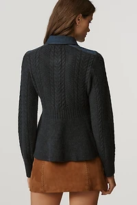 Pilcro Peplum Cable Cardigan Sweater