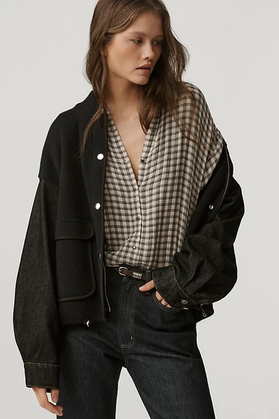 Pilcro Denim & Sweater Mix Oversized Cardigan