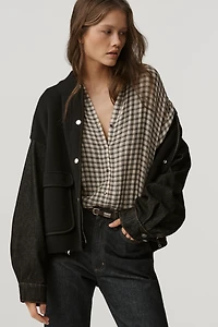 Pilcro Denim & Sweater Mix Oversized Cardigan