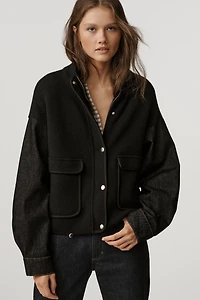 Pilcro Denim & Sweater Mix Oversized Cardigan