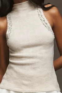 Maeve Rhinestone Turtleneck Sweater Tank Top