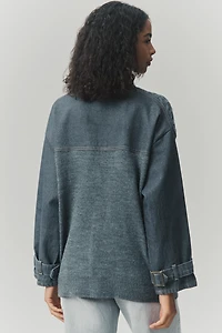Pilcro Denim Mixed Media Cardigan Sweater