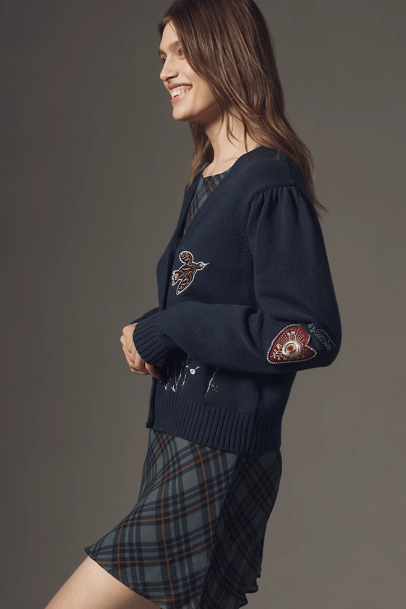 Maeve Embellished V-Neck Cardigan Sweater