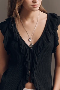 By Anthropologie Sleeveless V-Neck Ruffle Sweater