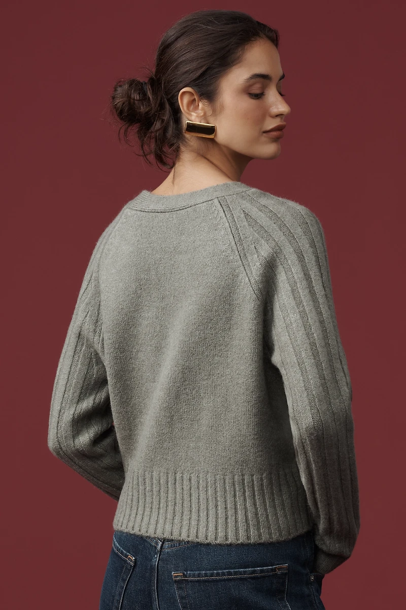 By Anthropologie Ribbed Sleeve Cardigan Sweater