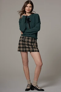 Maeve Tie-Neck Ribbed Cape Sweater