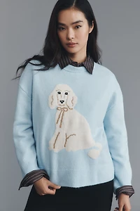Maeve Crew-Neck Dog Icon Pullover Sweater