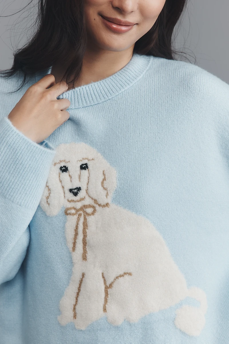Maeve Crew-Neck Dog Icon Pullover Sweater