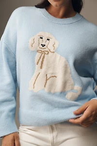 Maeve Crew-Neck Dog Icon Pullover Sweater
