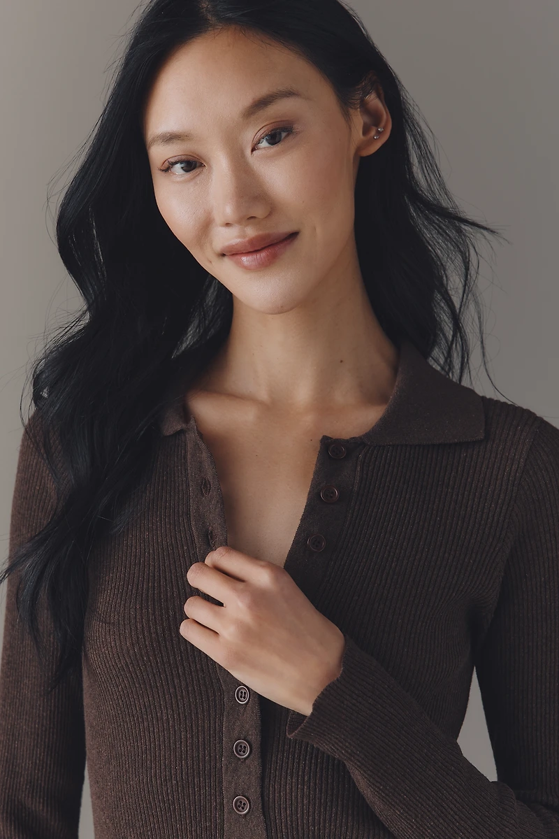 Maeve Long Sleeve Henley Polo Sweater