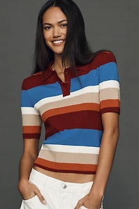 Maeve Short-Sleeve Polo Sweater