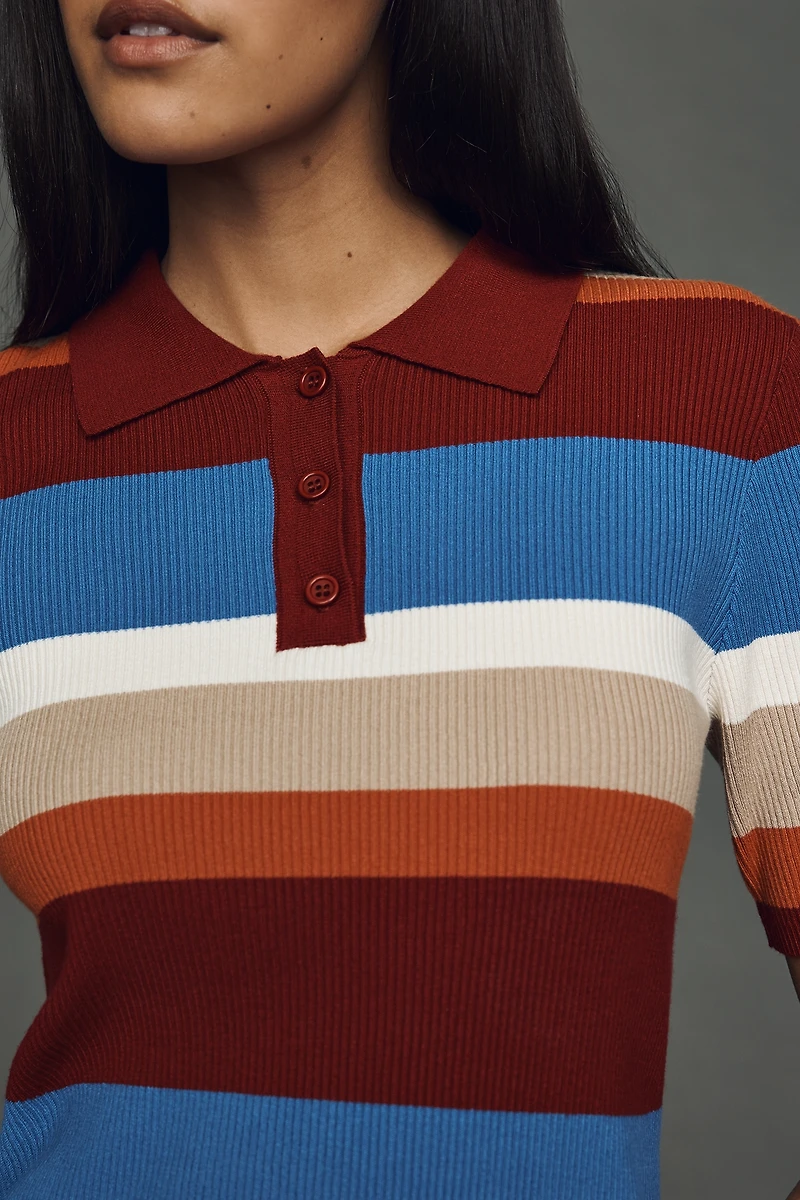 Maeve Short-Sleeve Polo Sweater