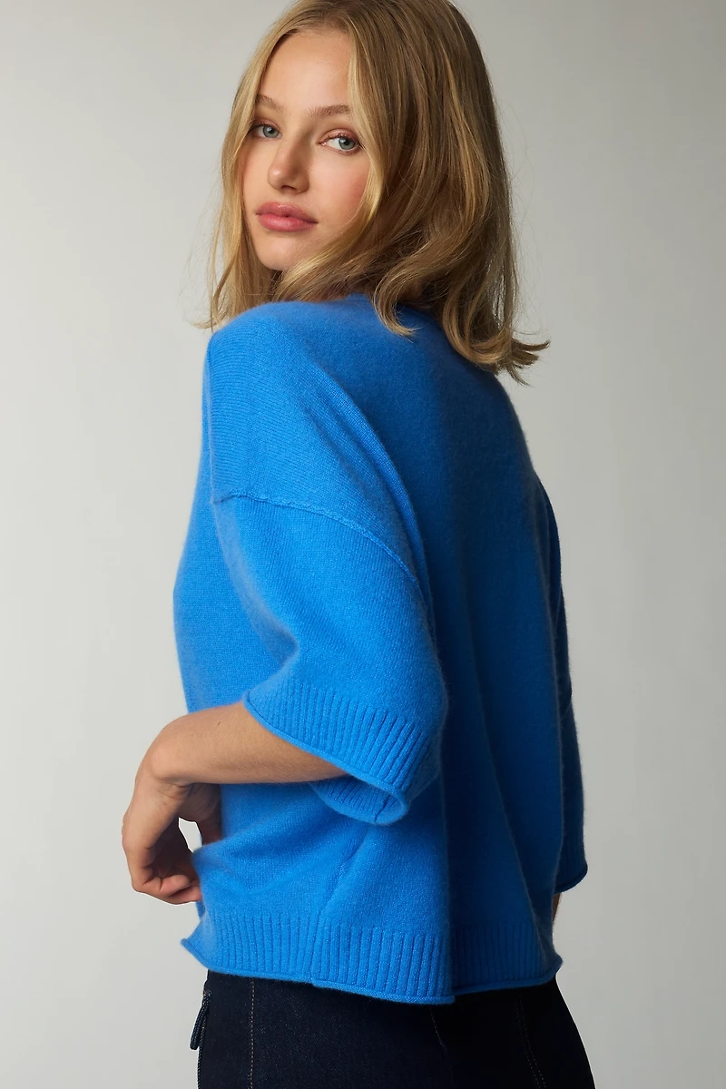The Goldie Crew-Neck Cashmere Cardigan Sweater