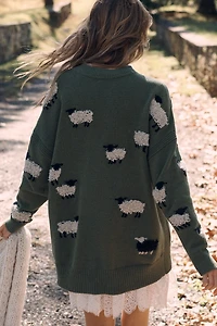 Maeve Oversized Graphic Crew-Neck Sweater