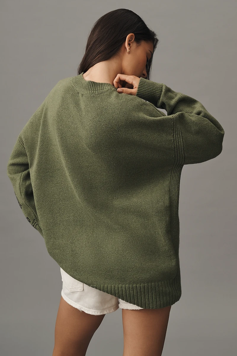 Maeve Oversized Graphic Crew-Neck Sweater