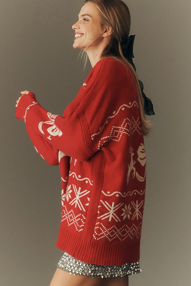 Maeve Oversized Graphic Crew-Neck Sweater