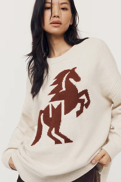 Maeve Oversized Graphic Crew-Neck Sweater