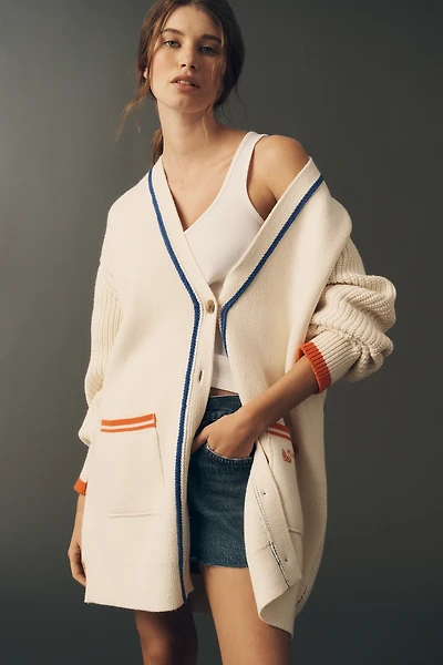 Maeve Cotton Blend Veggie Motif Cardigan Sweater