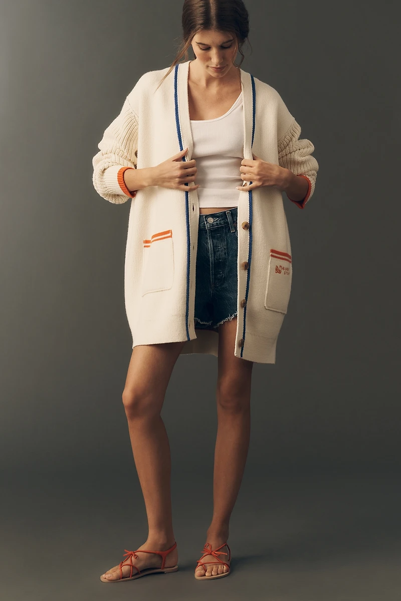 Maeve Cotton Blend Veggie Motif Cardigan Sweater