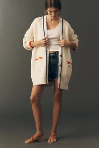 Maeve Cotton Blend Veggie Motif Cardigan Sweater