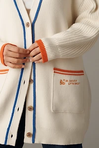 Maeve Cotton Blend Veggie Motif Cardigan Sweater