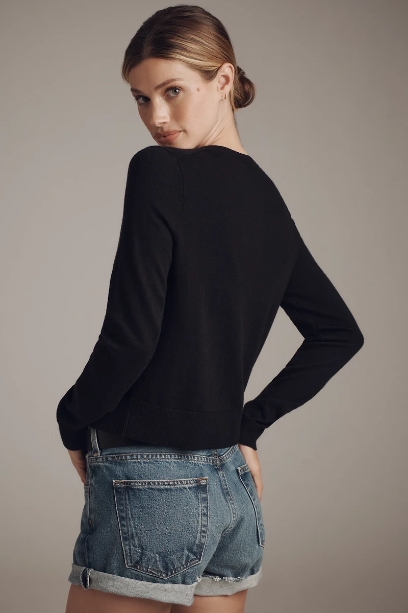 The Juliet Crew-Neck Cardigan Sweater: Cotton Blend Edition