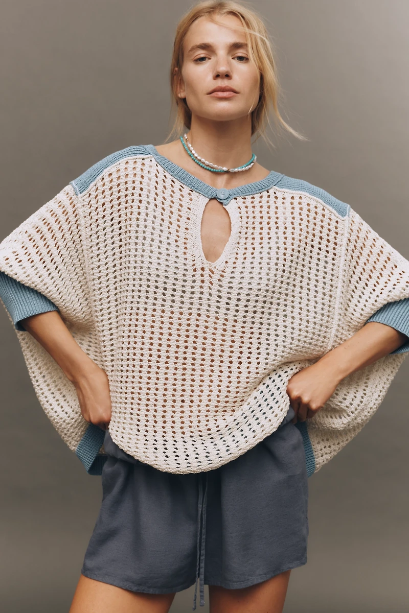 Maeve Keyhole Open-Stitch Sweater