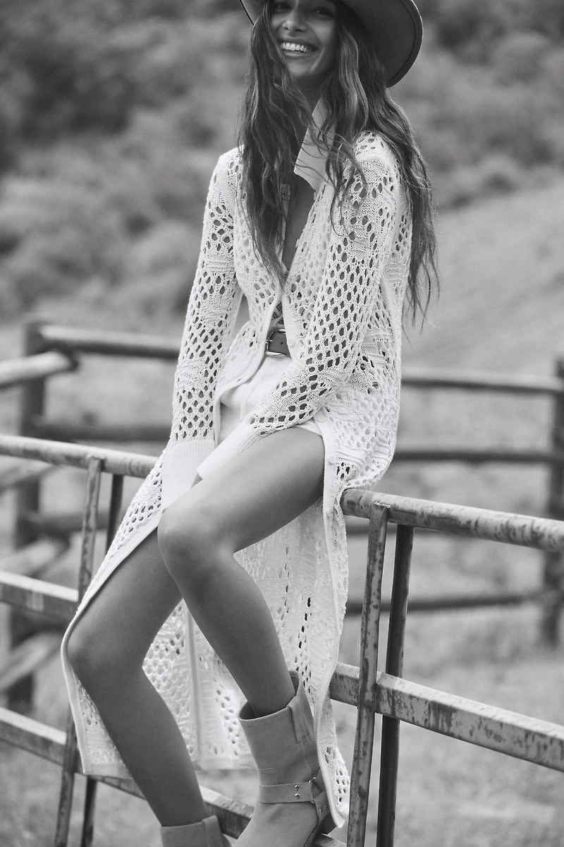 By Anthropologie Fishnet Duster Cardigan Sweater