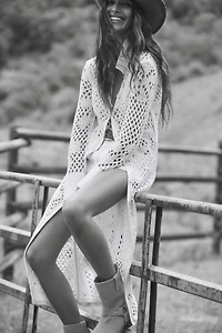 By Anthropologie Fishnet Duster Cardigan Sweater