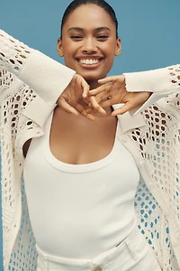 By Anthropologie Fishnet Duster Cardigan Sweater