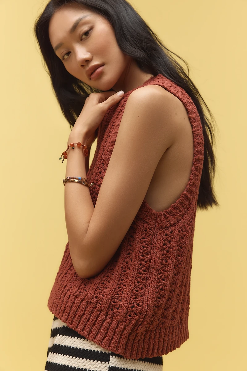 Pilcro Stitched Sleeveless Sweater Tank Top
