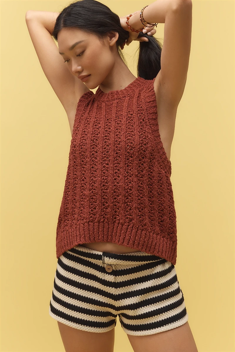 Pilcro Stitched Sleeveless Sweater Tank Top