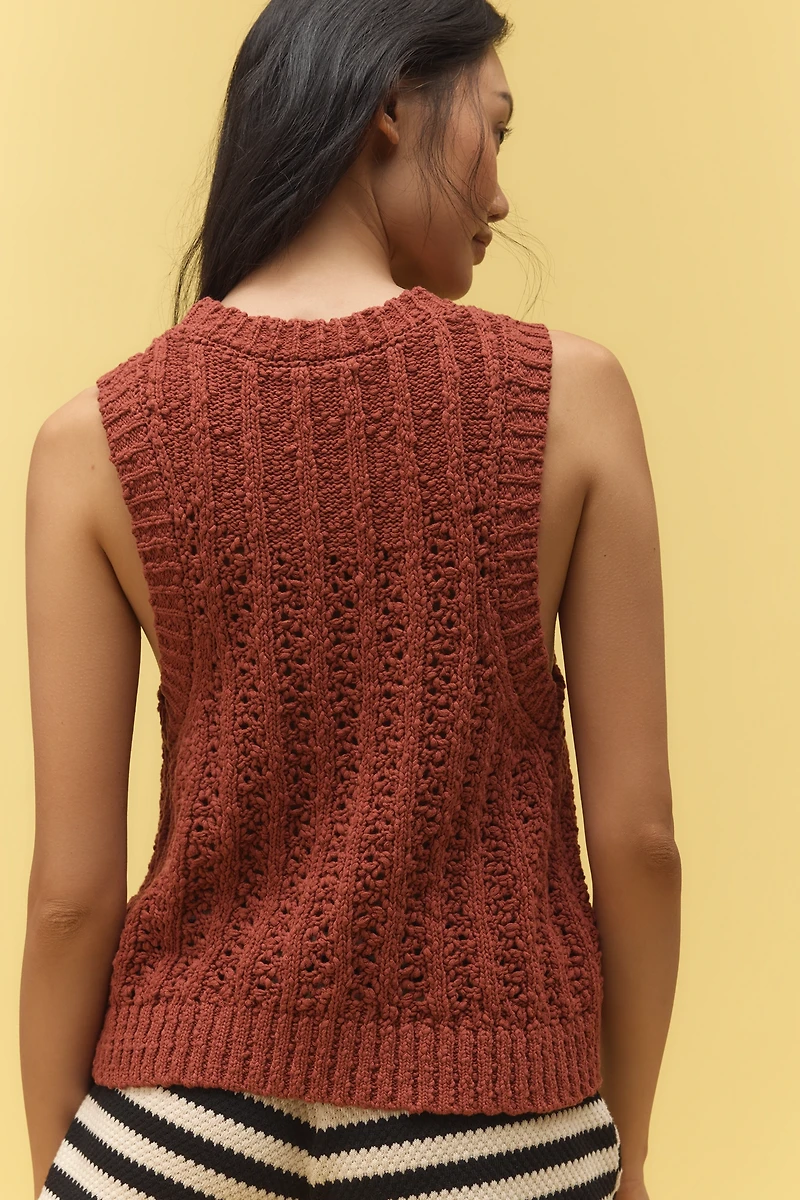 Pilcro Stitched Sleeveless Sweater Tank Top