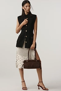 Maeve Sleeveless Crewneck Structured Muscle Cardigan