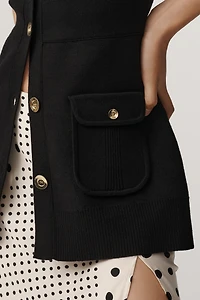 Maeve Sleeveless Crewneck Structured Muscle Cardigan