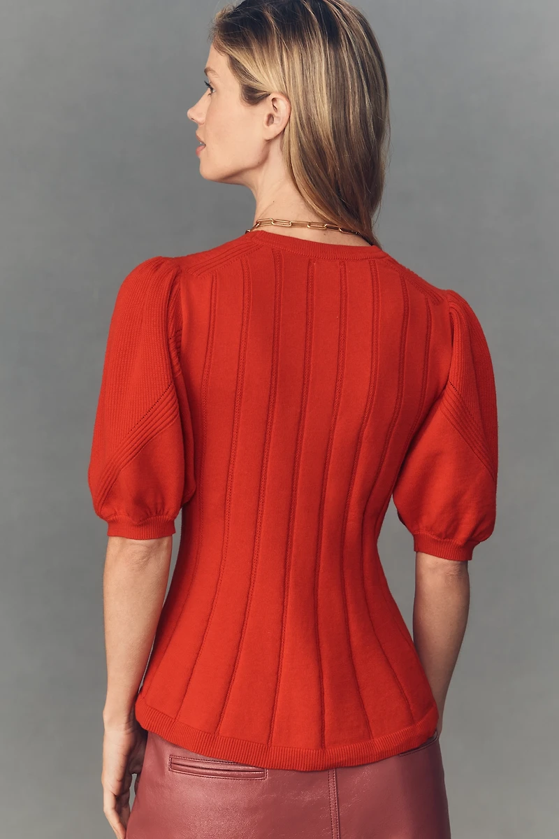 Maeve Puff-Sleeve Cashmere Blend Cardigan Sweater