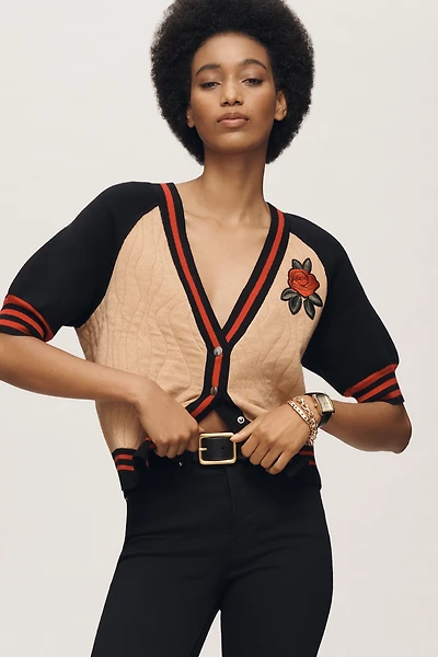 Maeve Sporty Short-Sleeve Cardigan Sweater