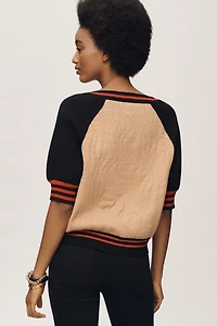 Maeve Sporty Short-Sleeve Cardigan Sweater