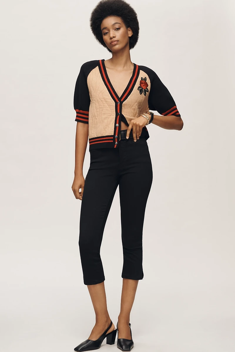 Maeve Sporty Short-Sleeve Cardigan Sweater
